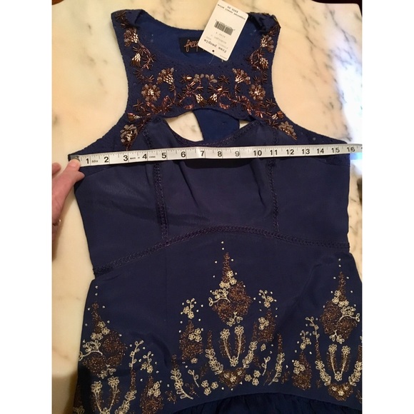 Beautiful Free People Dream Garden Embroidered  Blue Dress Sz.2 - Picture 5 of 15